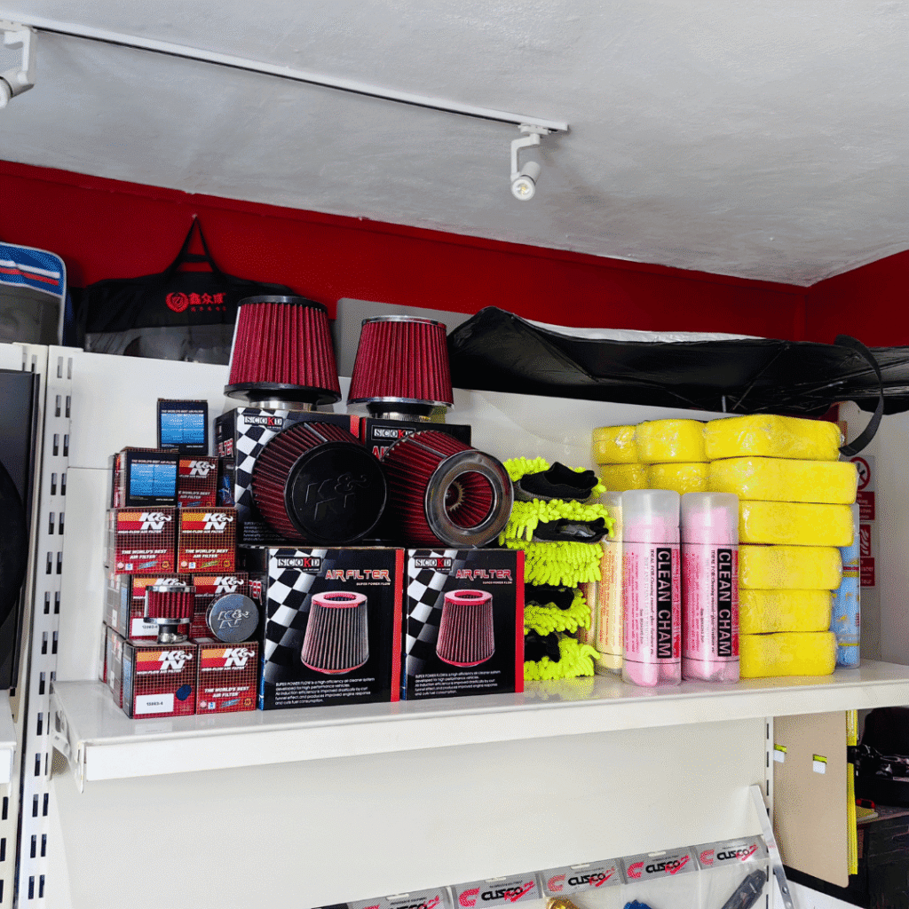 Car sports air filter and car care accessories.