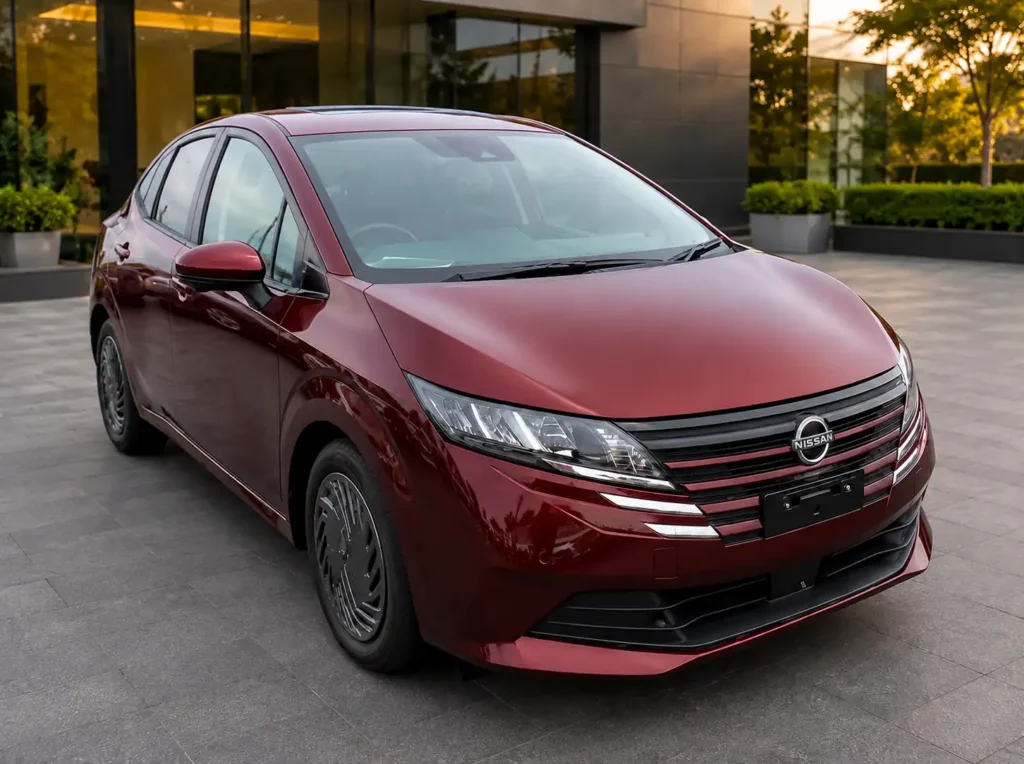 Dark red Nissan Note